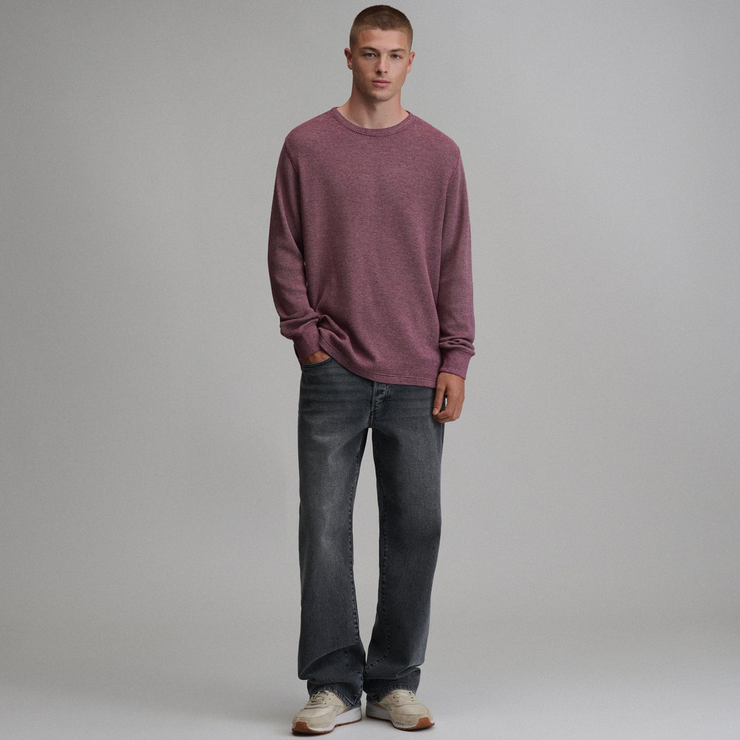 Plaited Waffle Thermal Crew-Dk Lava-20