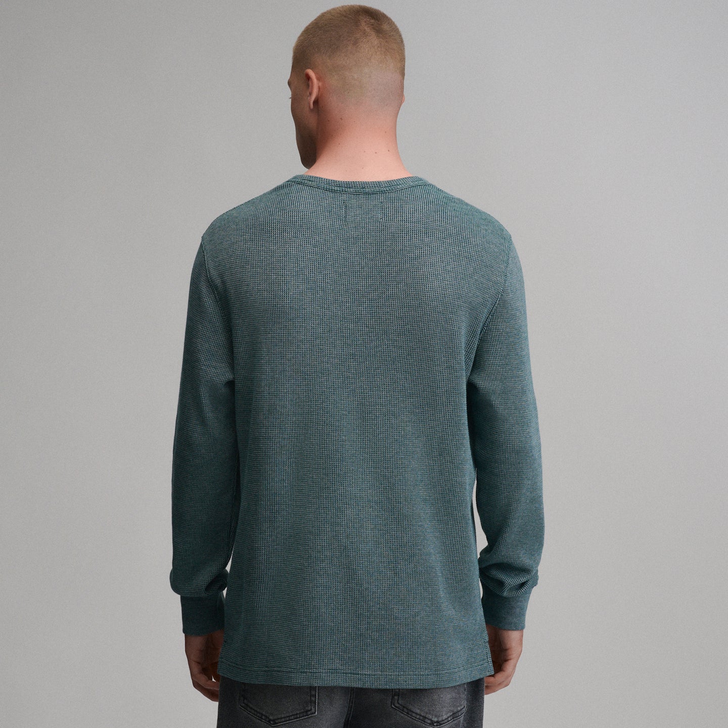 Plaited Waffle Thermal Crew-Deep Teal-22
