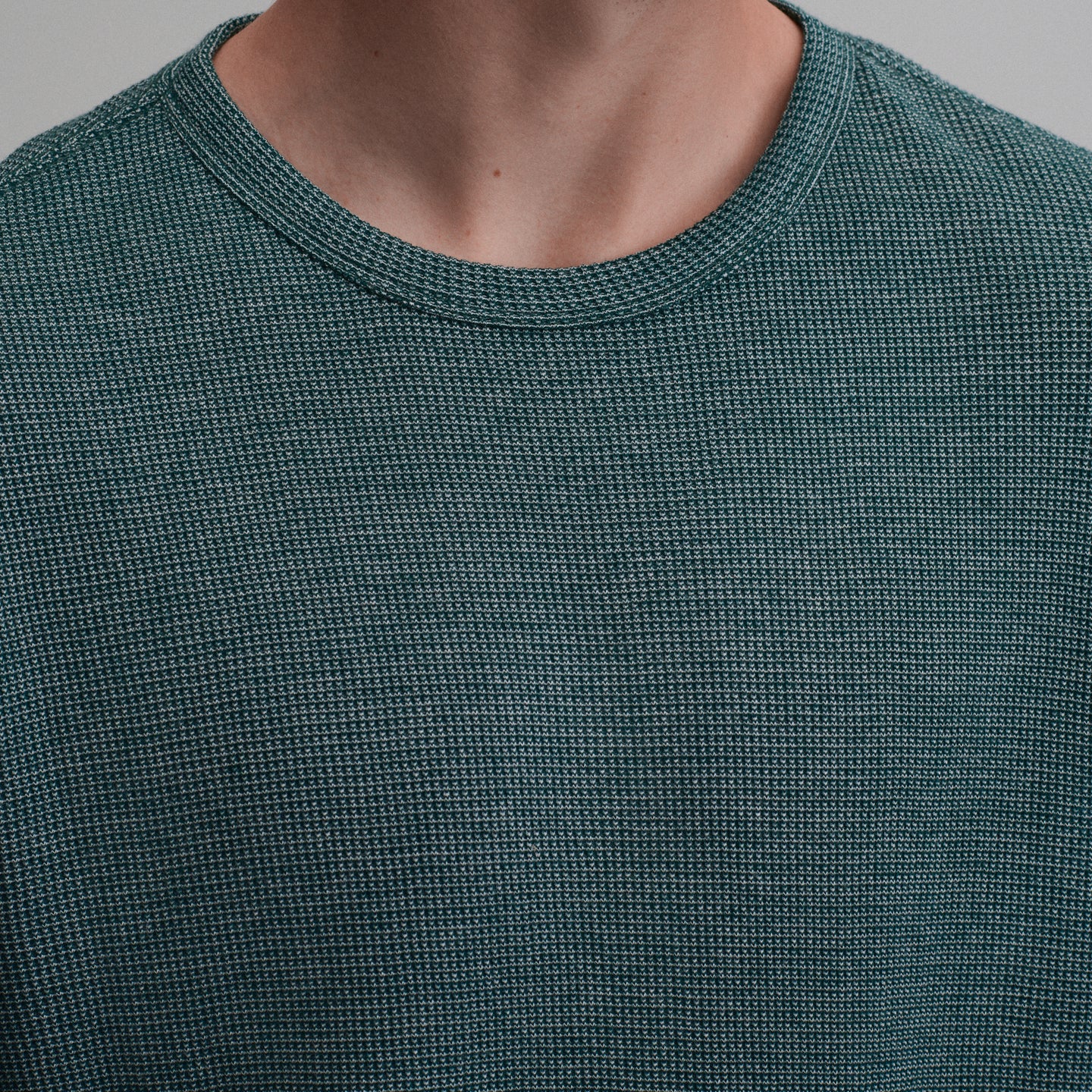 Plaited Waffle Thermal Crew-Deep Teal-23