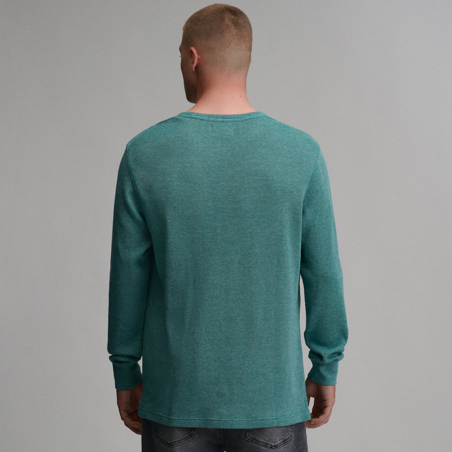 Plaited Waffle Thermal Crew-Sea Glass-26
