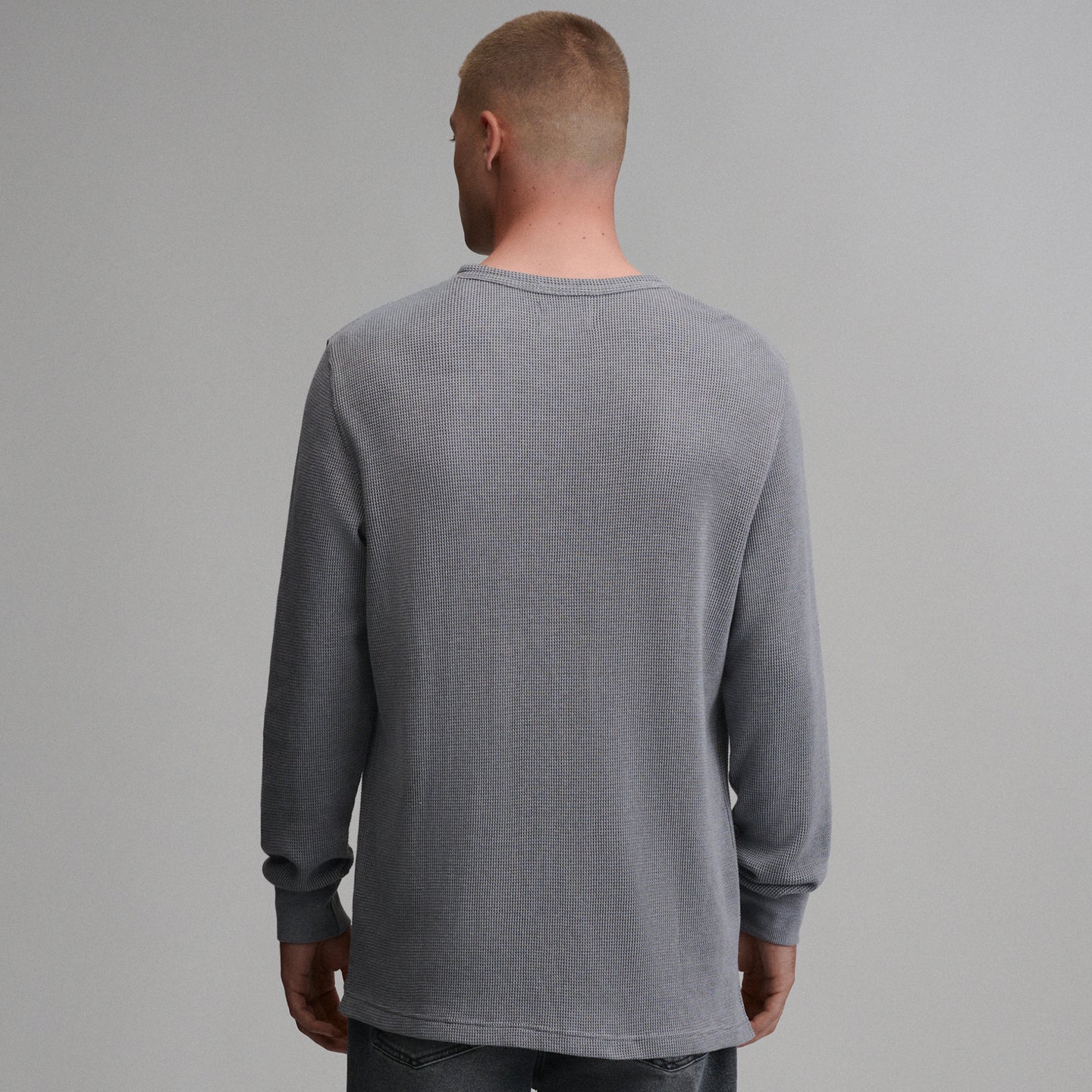 Plaited Waffle Thermal Crew-Slate-30