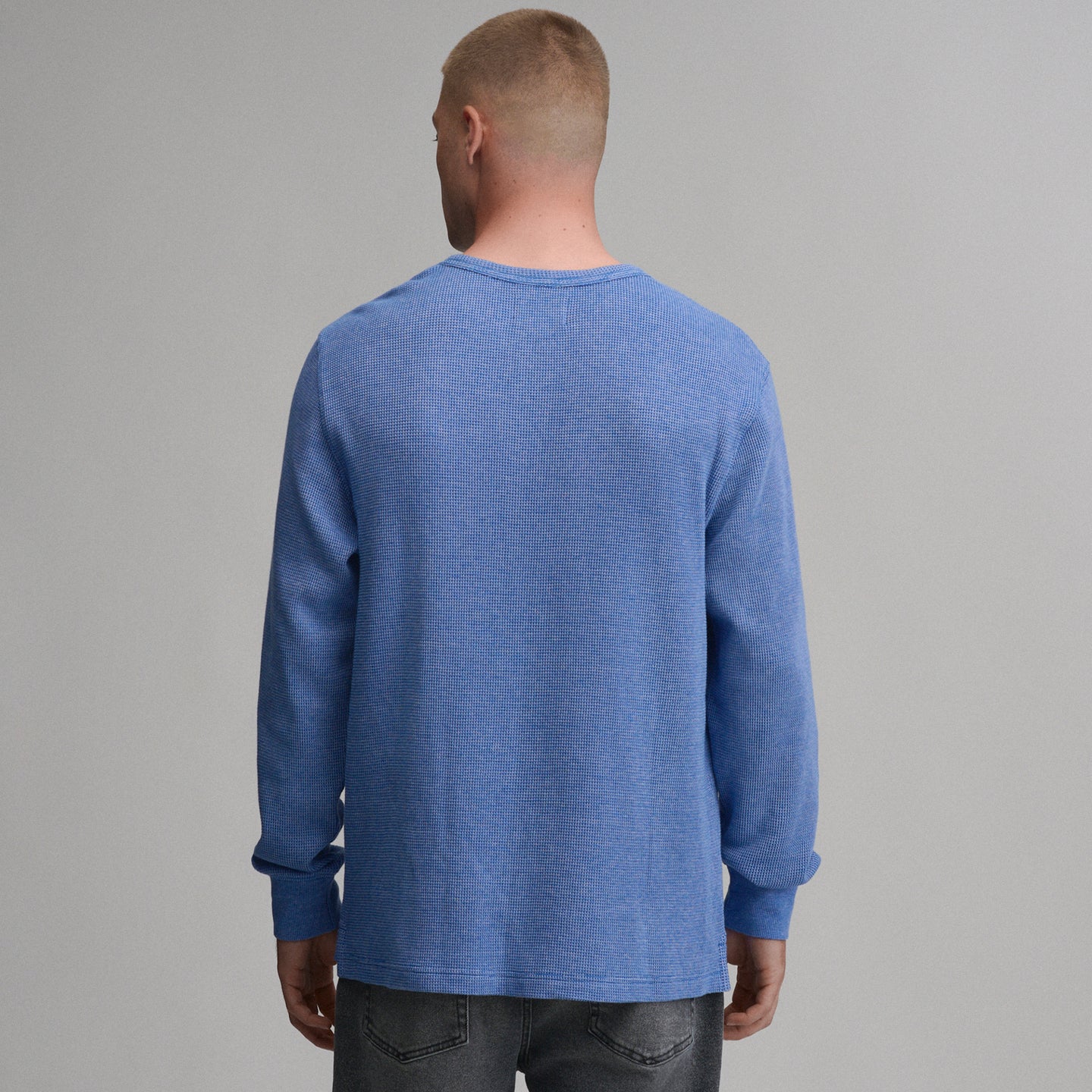 Plaited Waffle Thermal Crew-Whistle Blue-34