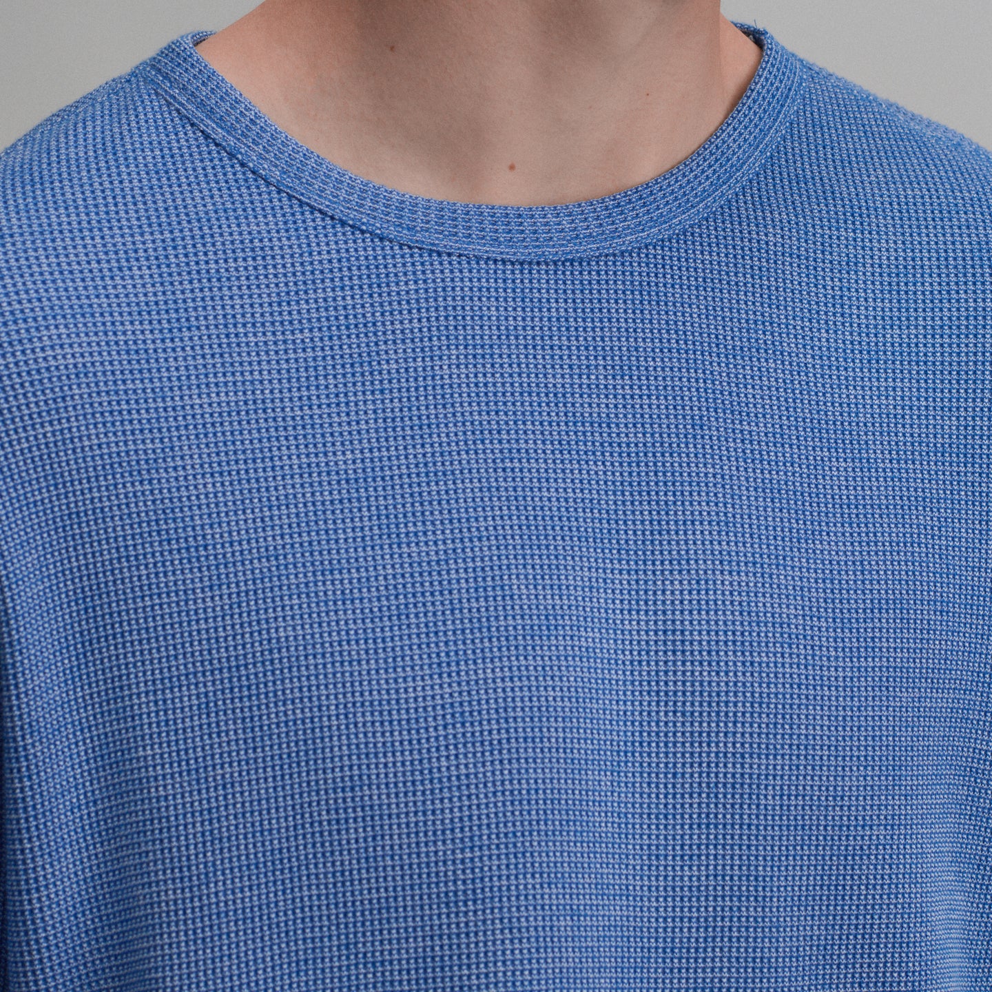 Plaited Waffle Thermal Crew-Whistle Blue-35