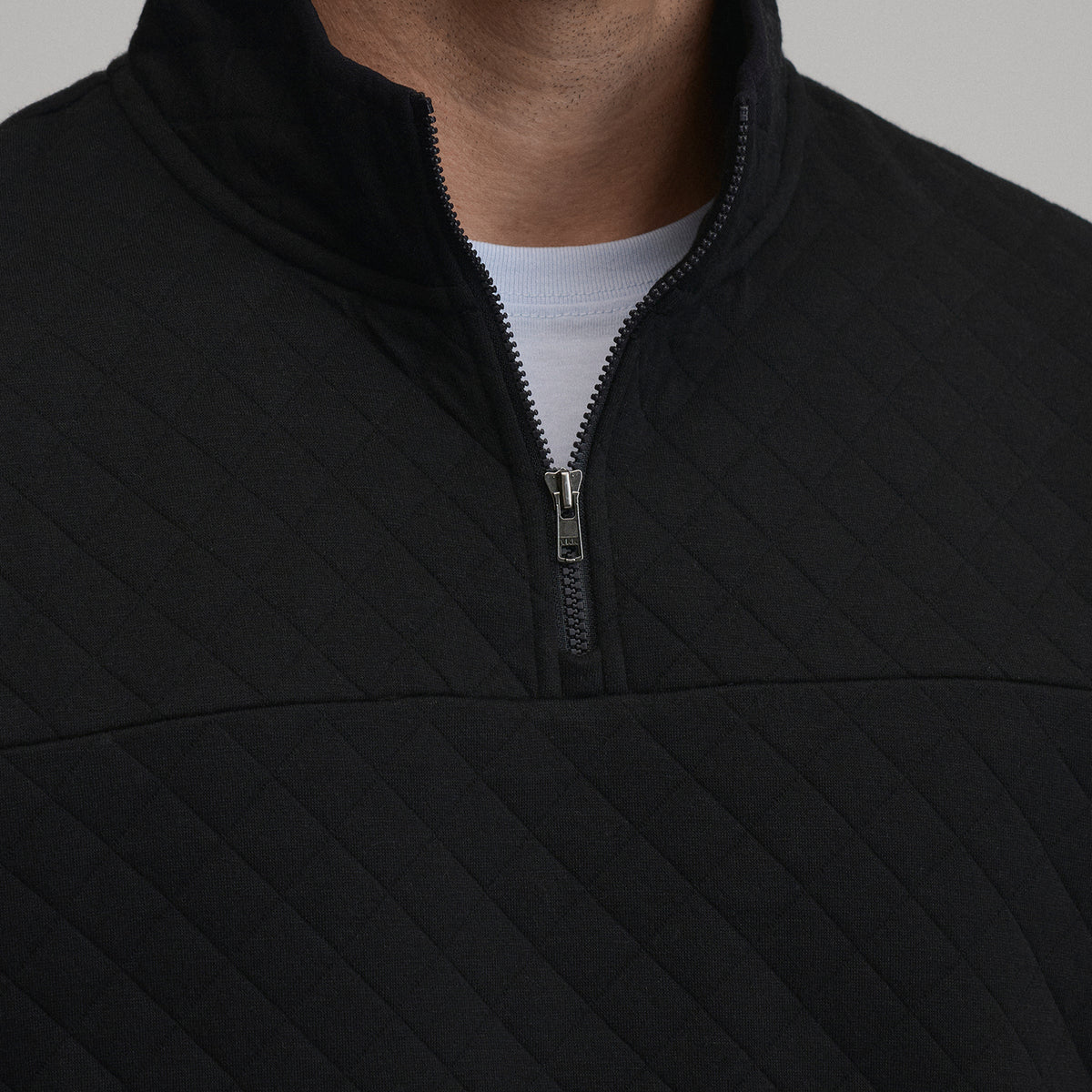 Quilted Quarter Zip-Black-3
