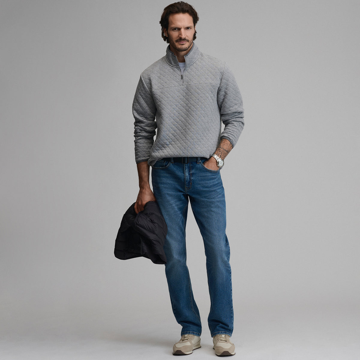 Quilted Quarter Zip-Htrgry-8