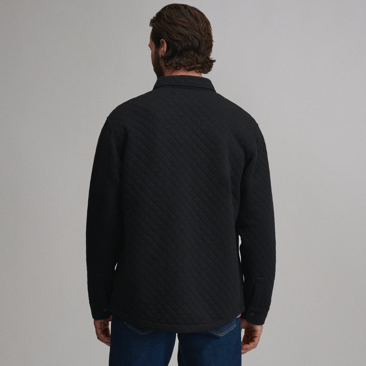 Quilted Shirt Jacket-Black-2