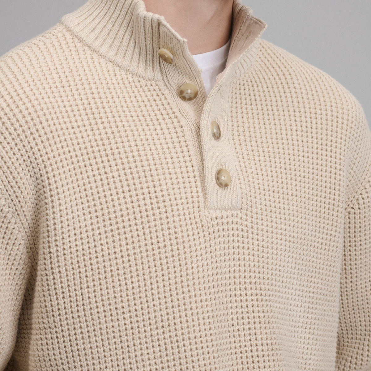 Signature Button Mock Neck-Jute-11