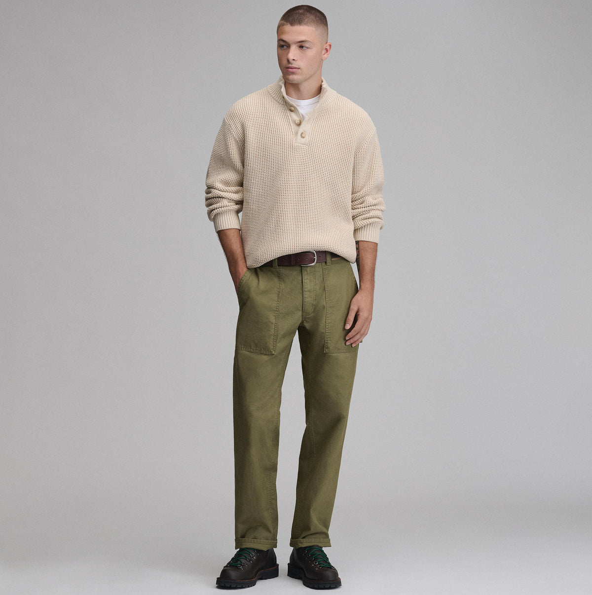 Signature Button Mock Neck-Jute-12