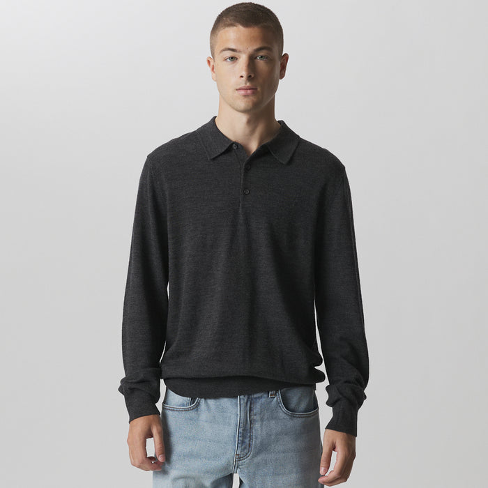 Men's Signature Merino Polo Long-Sleeve Sweater