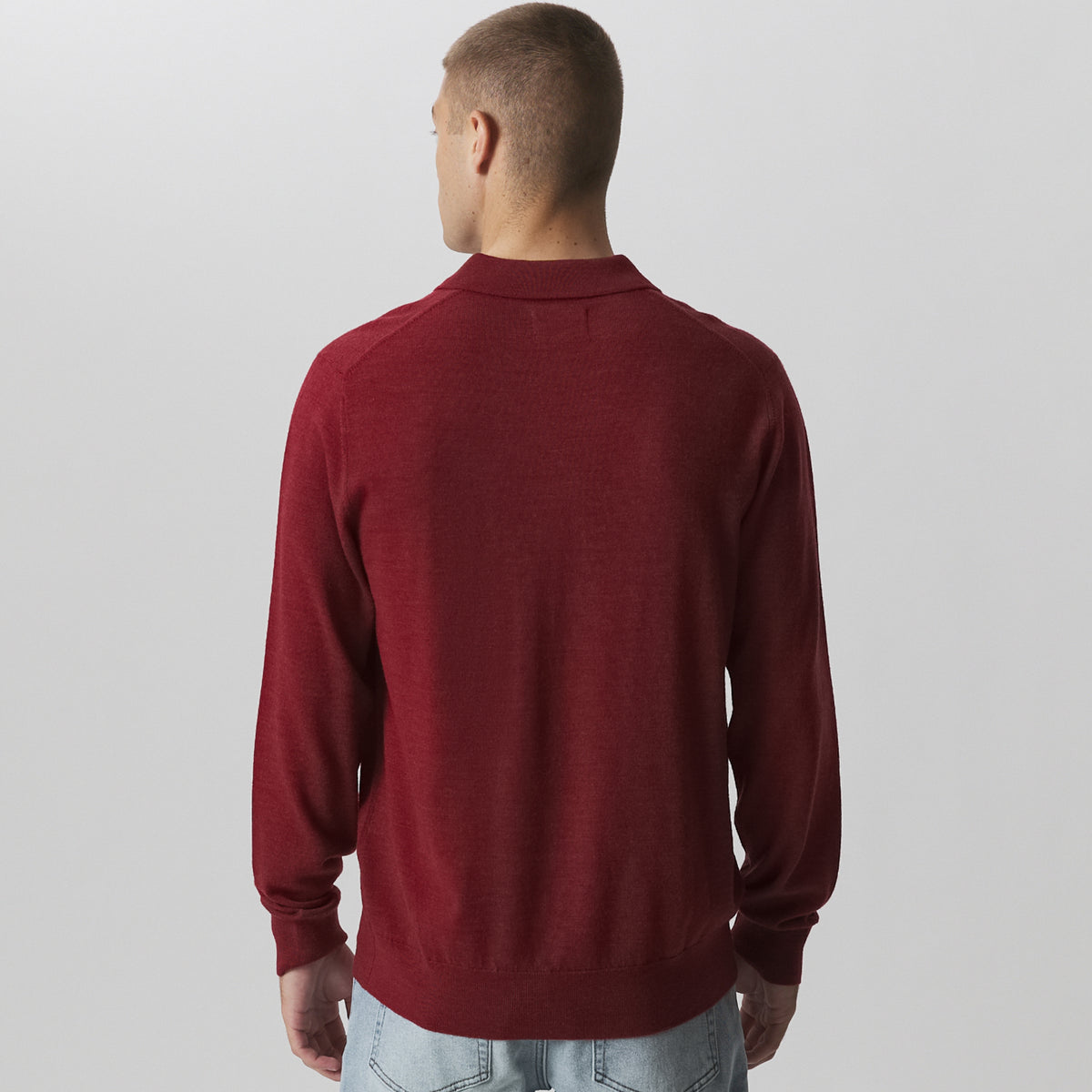 Men's Signature Merino Polo Long-Sleeve Sweater-Blossom-6