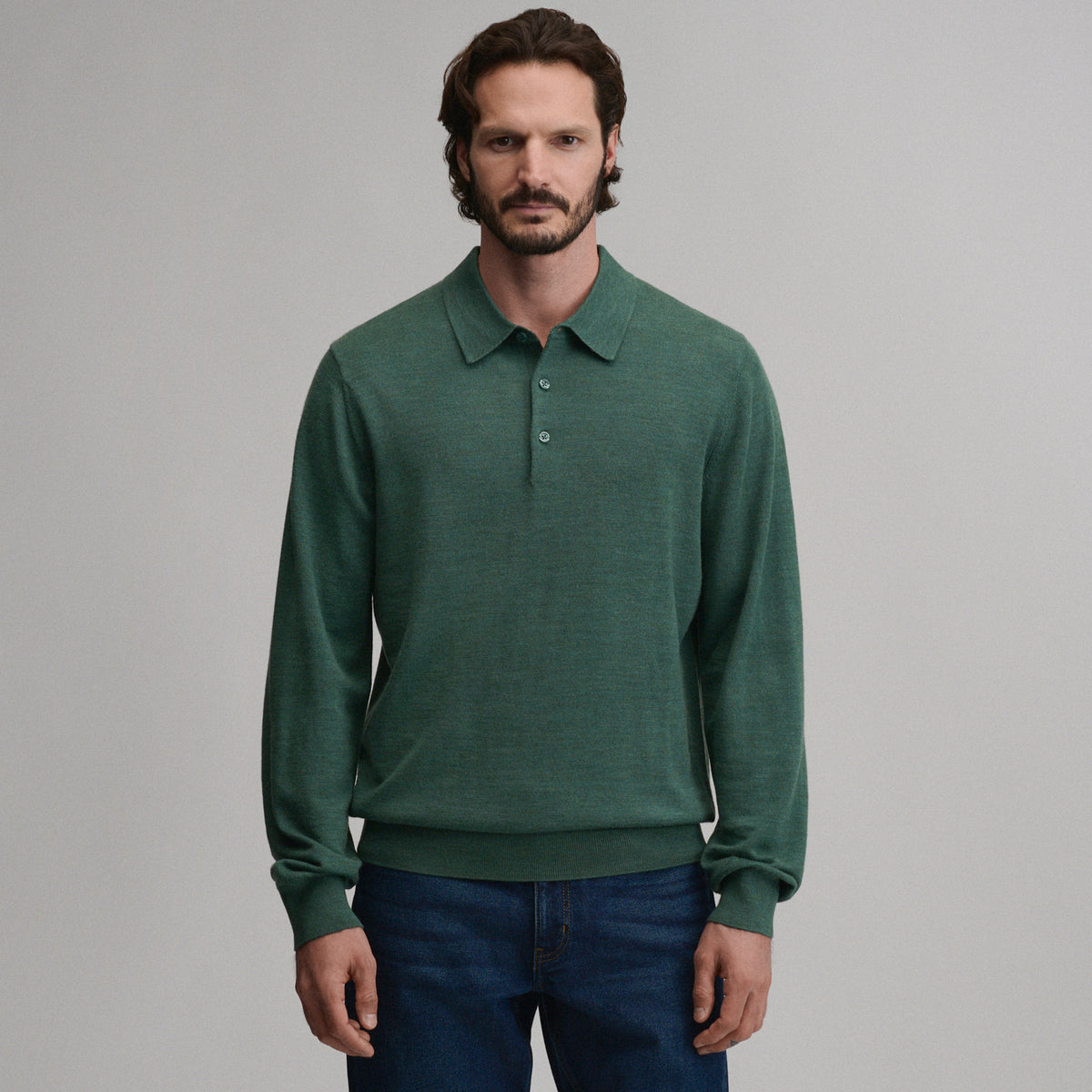 Signature Merino Polo LS-Asparagus-1