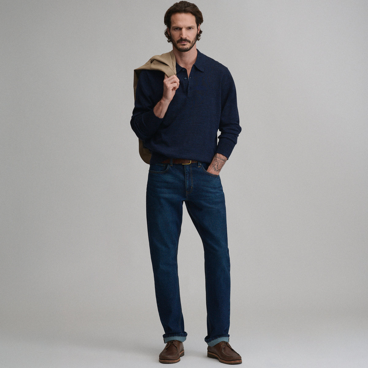 Signature Merino Polo LS-Navy/Heather-12