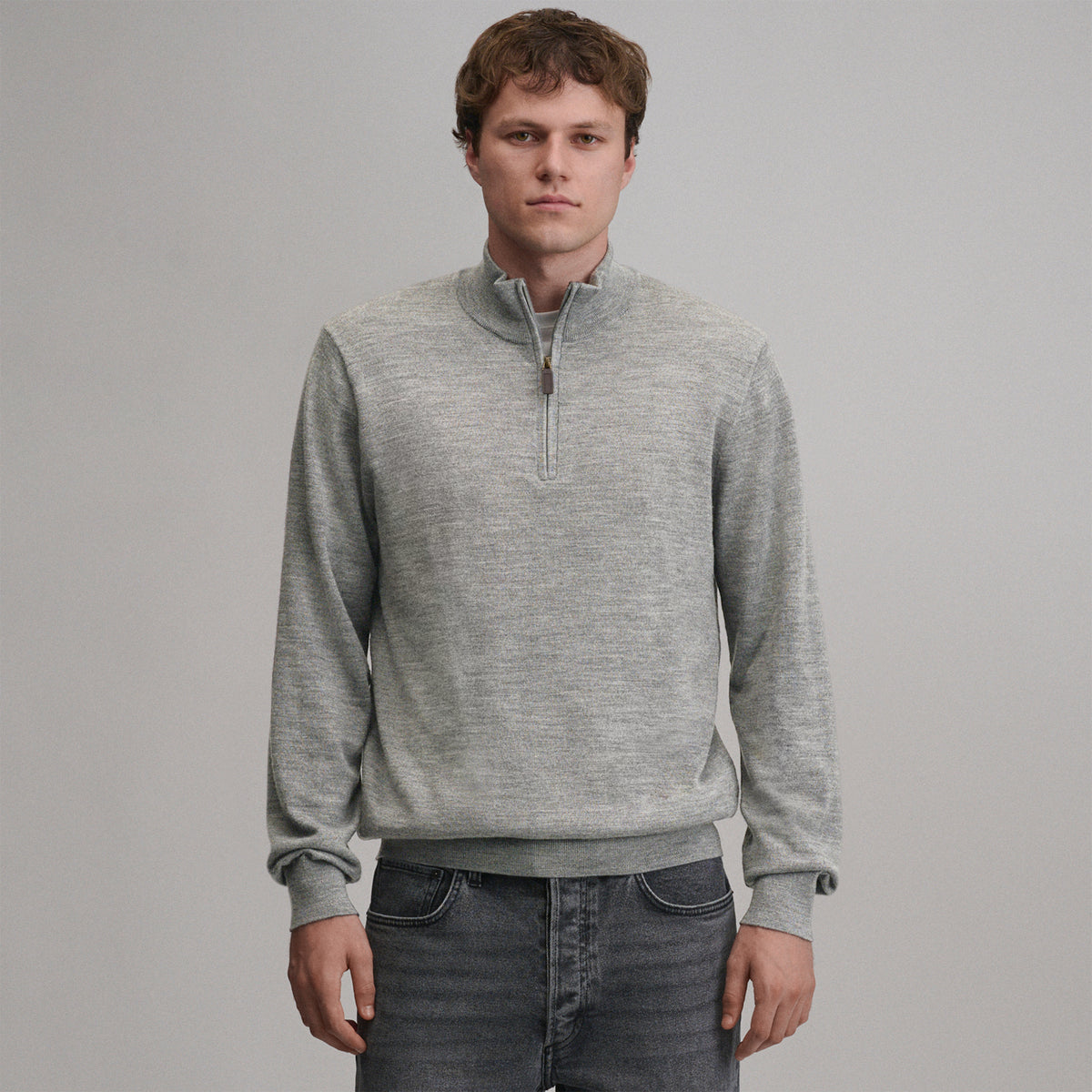 Men's Signature Merino Quarter-Zip Sweater-Charcoal Heather-1