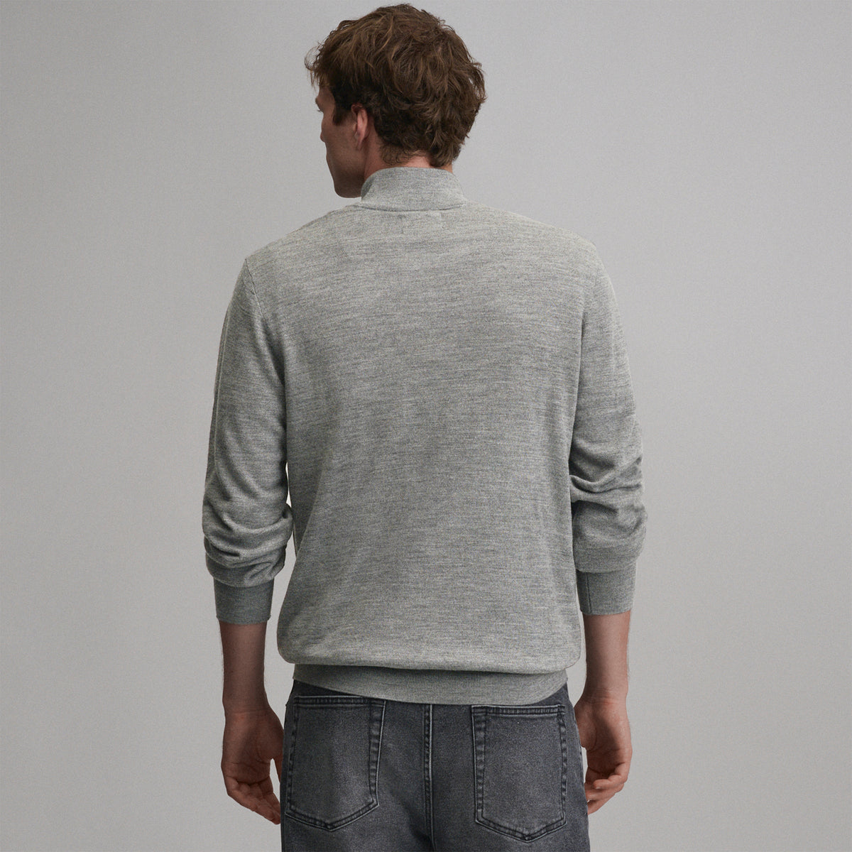 Men's Signature Merino Quarter-Zip Sweater-Charcoal Heather-2