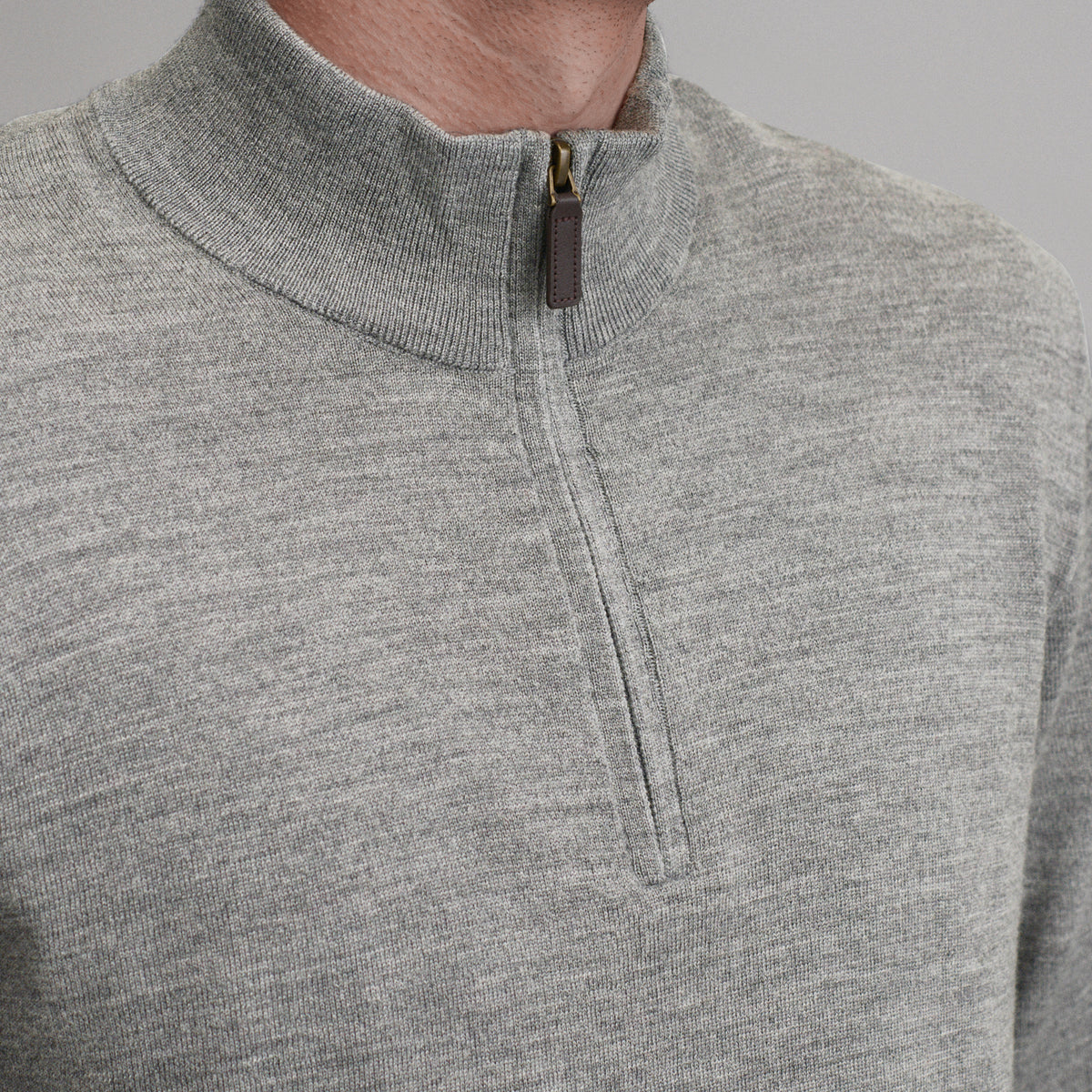 Men's Signature Merino Quarter-Zip Sweater-Charcoal Heather-3