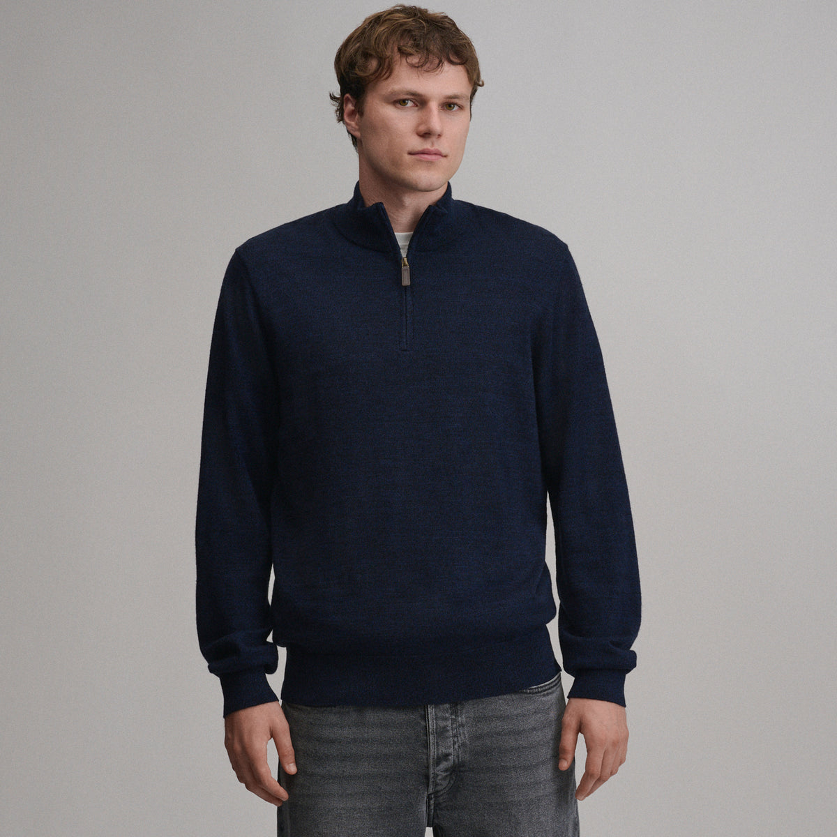 Signature Merino QTR Zip-Navy/Heather-13