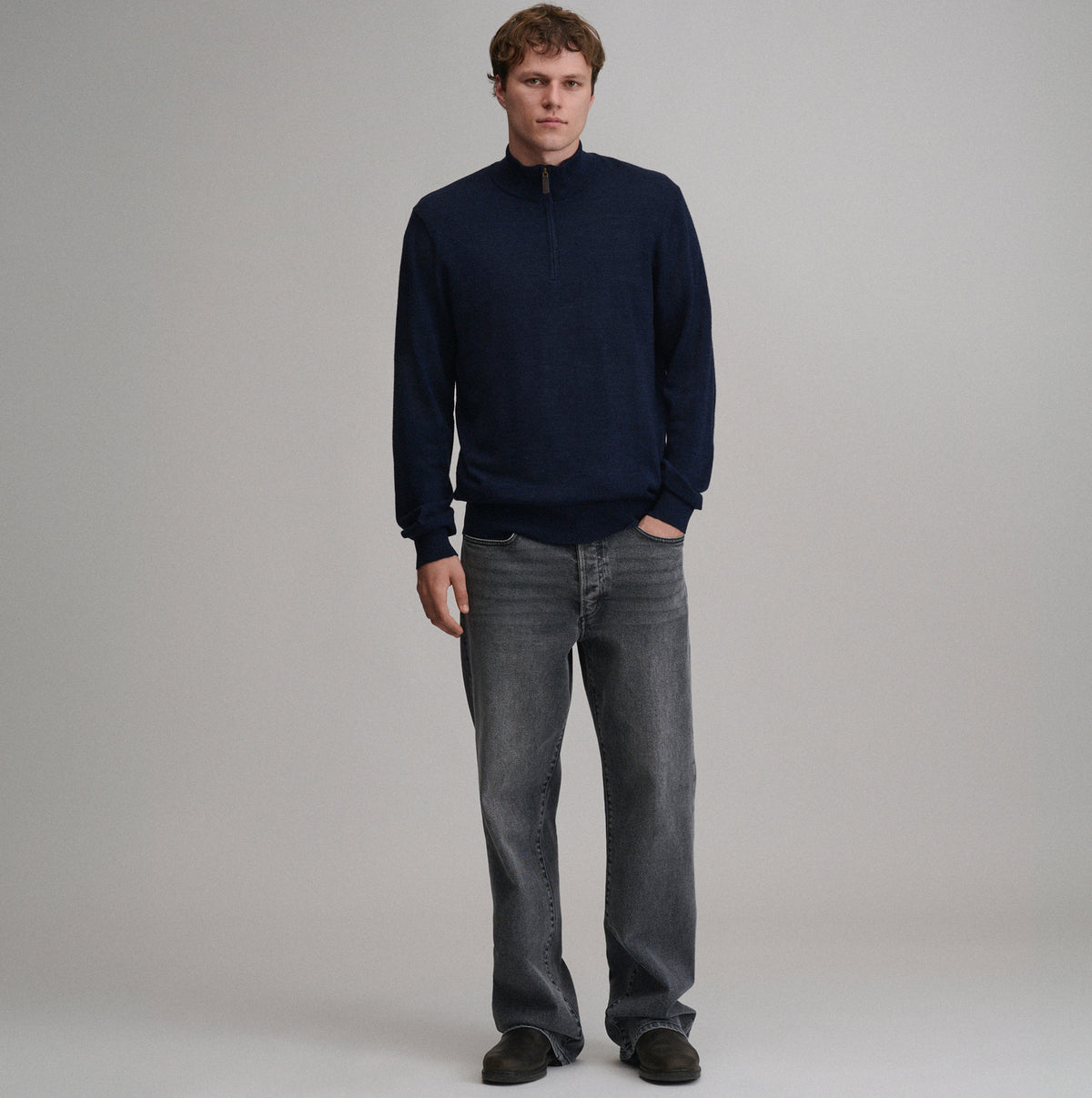 Signature Merino QTR Zip-Navy/Heather-16