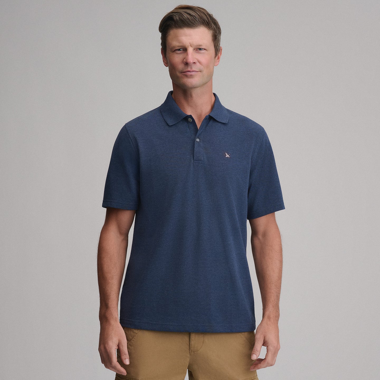 Men's Signature Piqué Short-Sleeve Polo-Navy/Heather-13