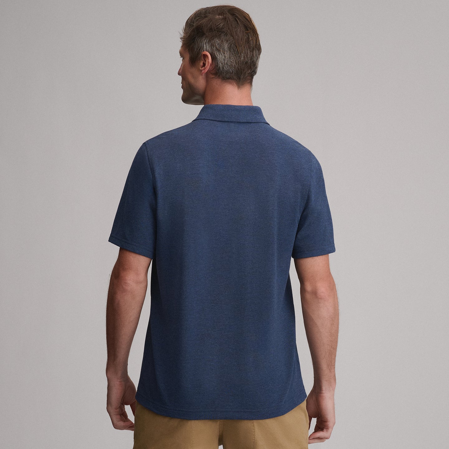 Men's Signature Piqué Short-Sleeve Polo-Navy/Heather-14