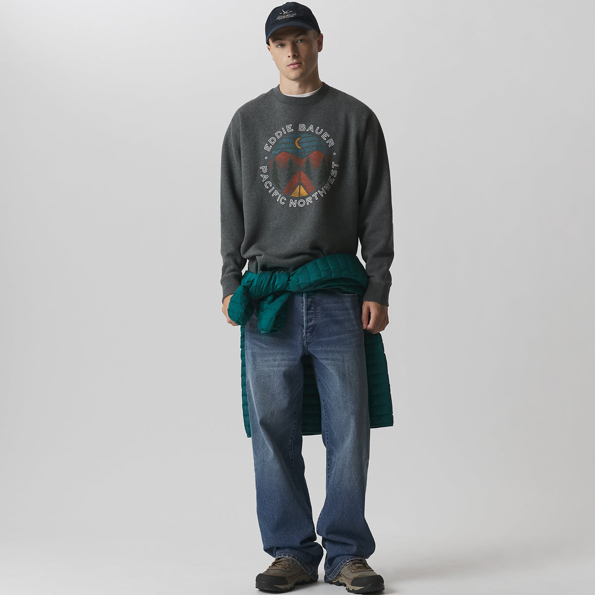 Men's The Vintage Soft Crew Pacific Northwest-Charcoal Heather-3