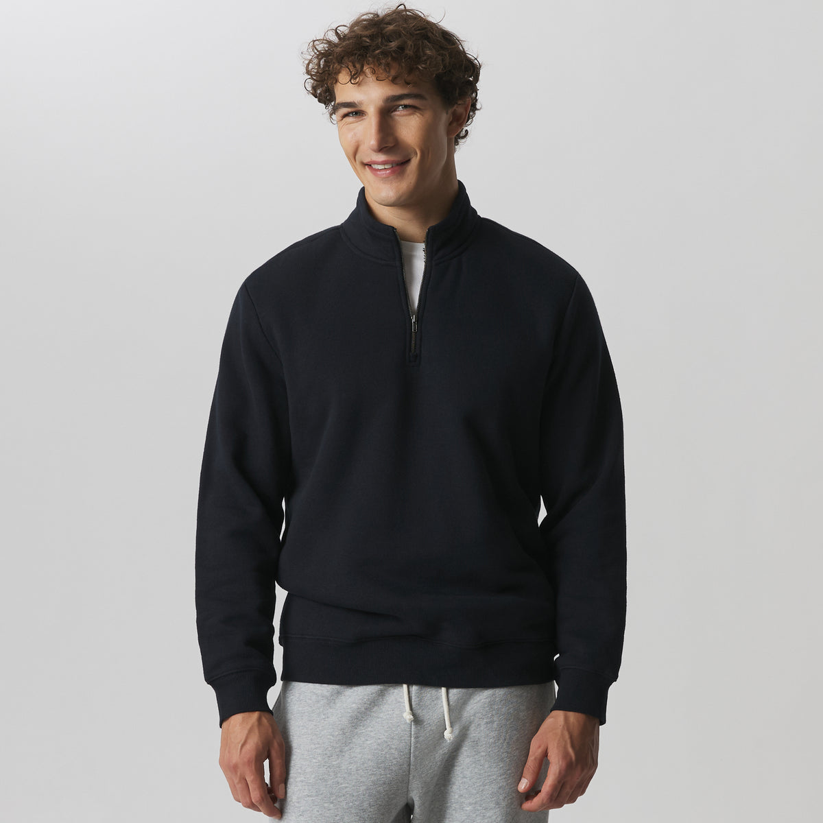 Men's The Vintage Soft Lined Quarter-Zip Sweatshirt-Black-1