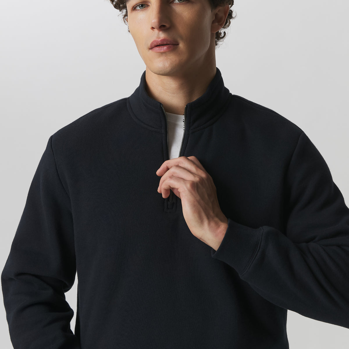 Men's The Vintage Soft Lined Quarter-Zip Sweatshirt-Black-4