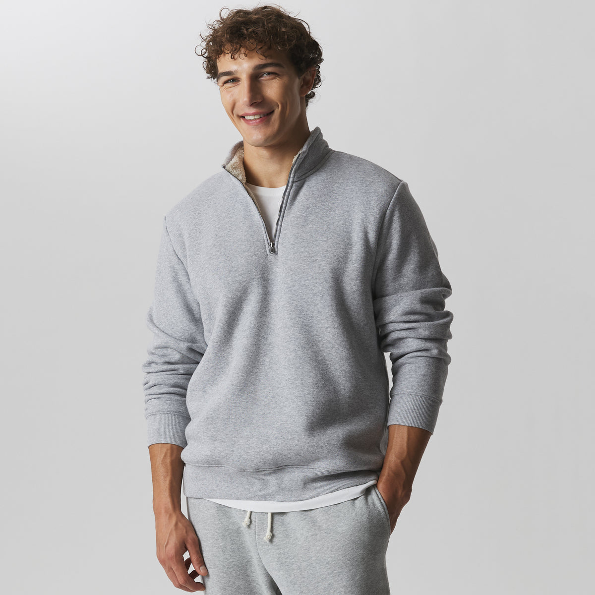Men's The Vintage Soft Lined Quarter-Zip Sweatshirt-Heather Gray-9