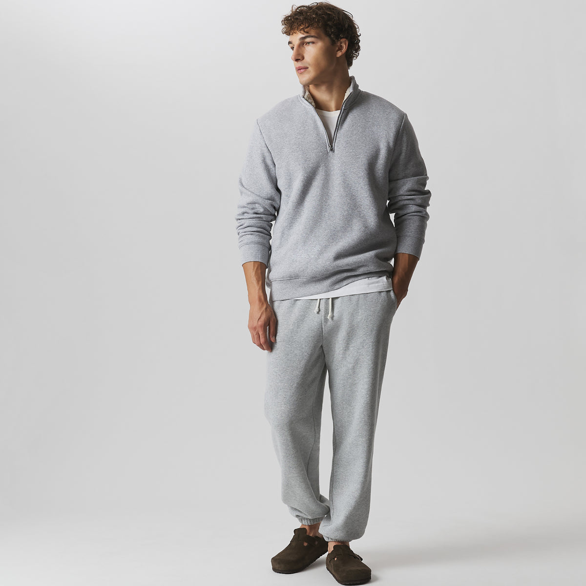 Men's The Vintage Soft Lined Quarter-Zip Sweatshirt-Heather Gray-11