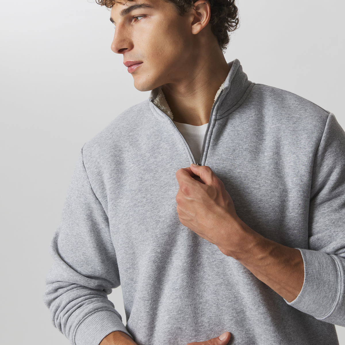 Men's The Vintage Soft Lined Quarter-Zip Sweatshirt-Heather Gray-12