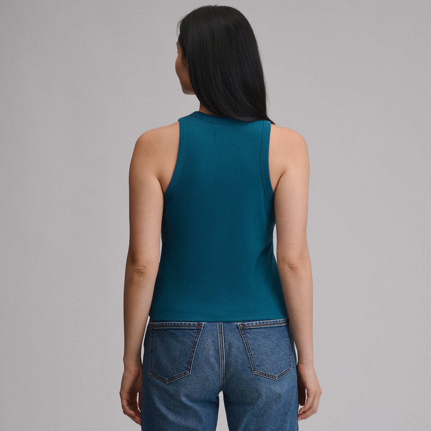 Women's Softline Ribbed Tank-Meridian Blue-21