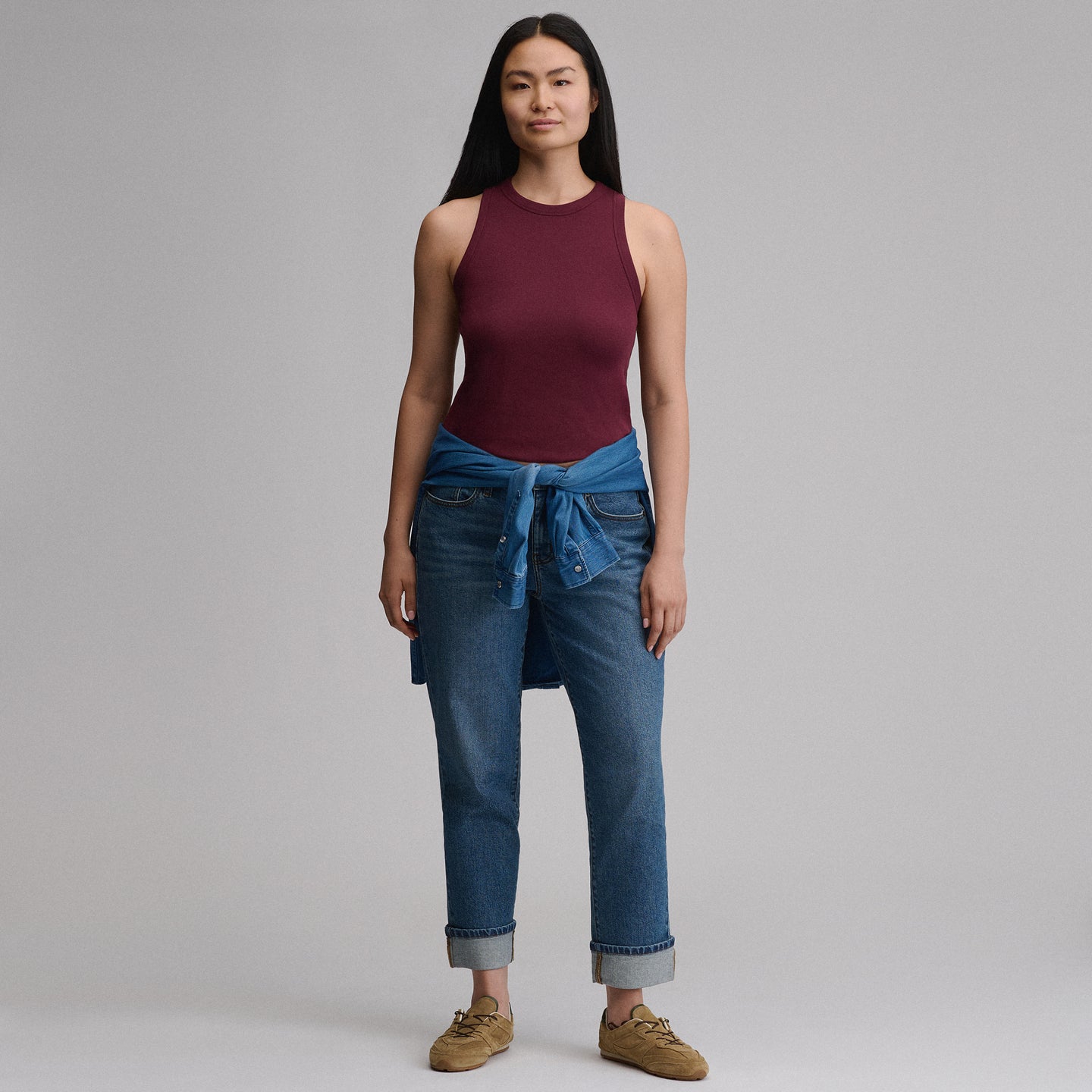Women's Softline Ribbed Tank-Dark Violet-31