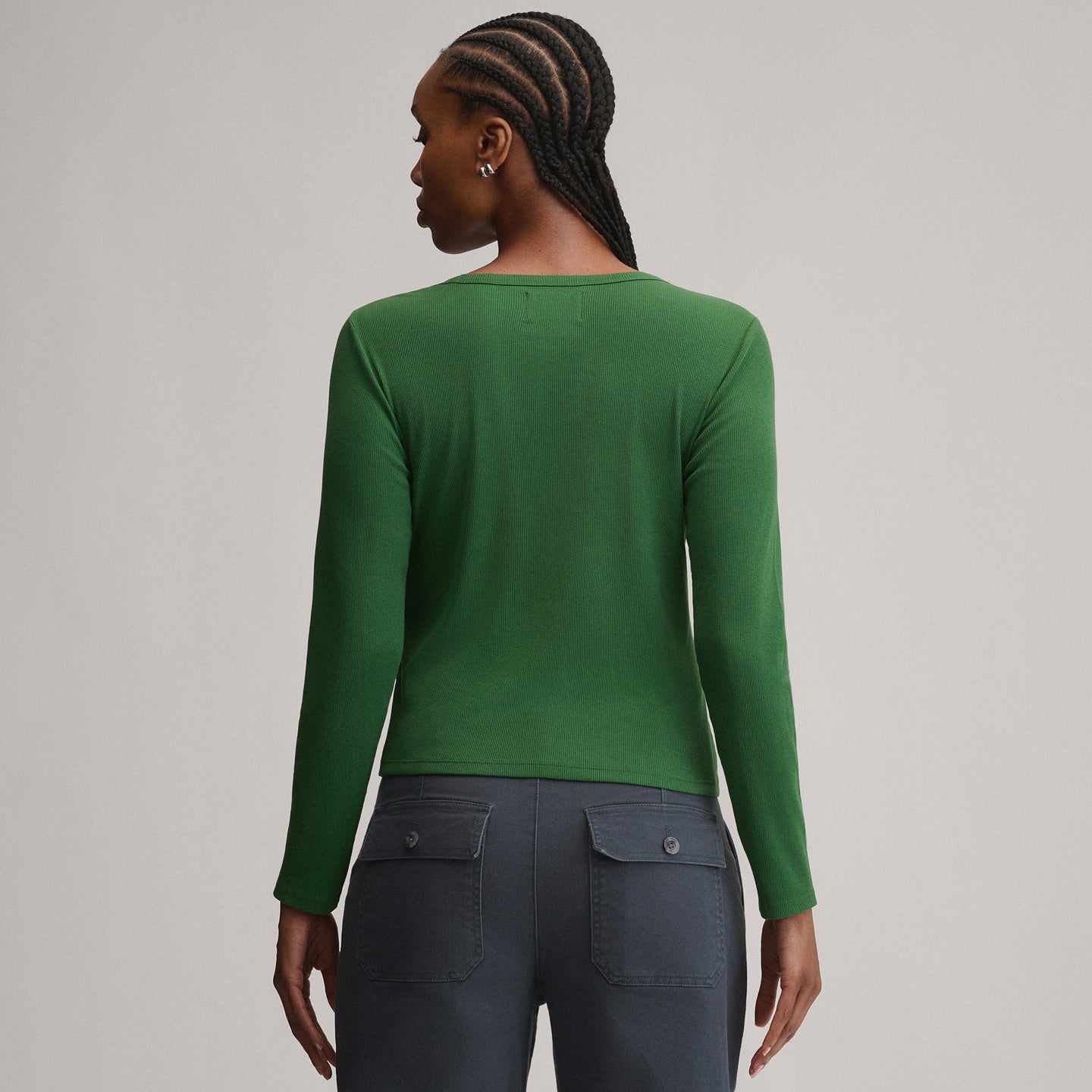 Women's Softline Rib Long-Sleeve Crew-Asparagus-2