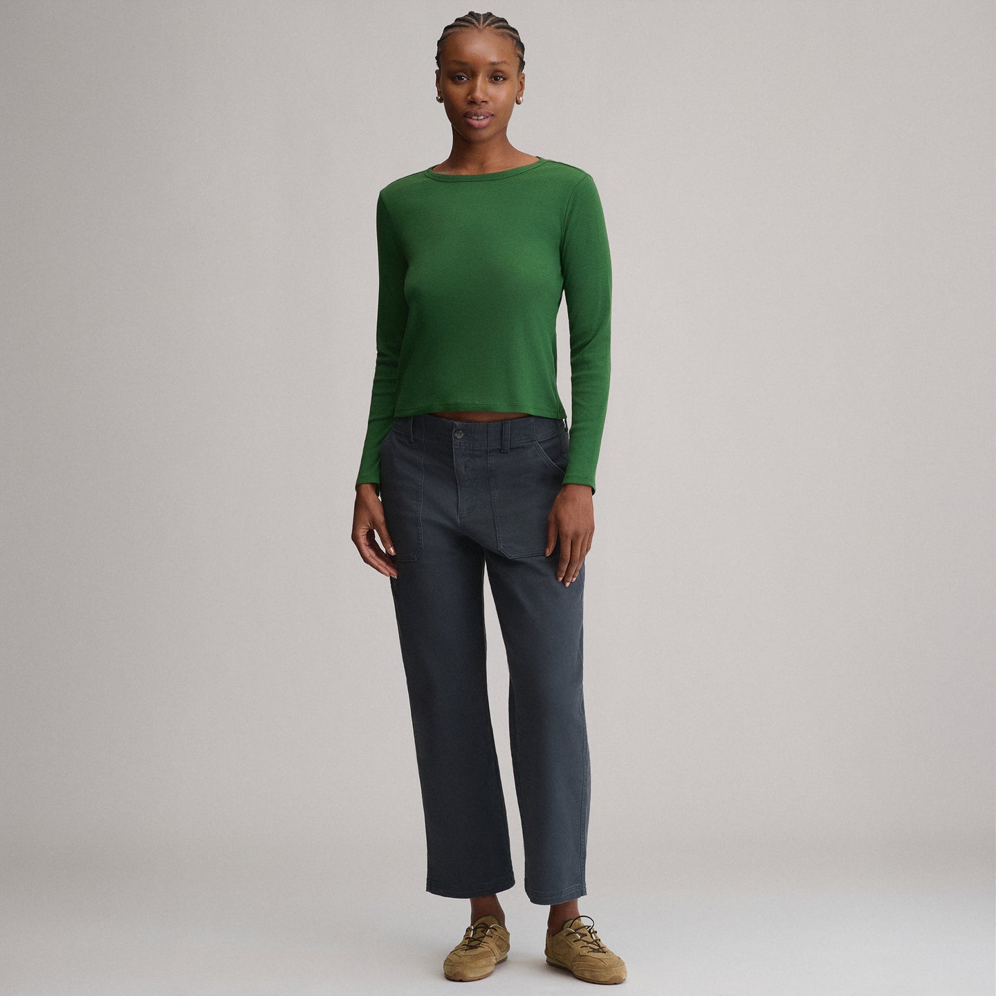Women's Softline Rib Long-Sleeve Crew-Asparagus-4