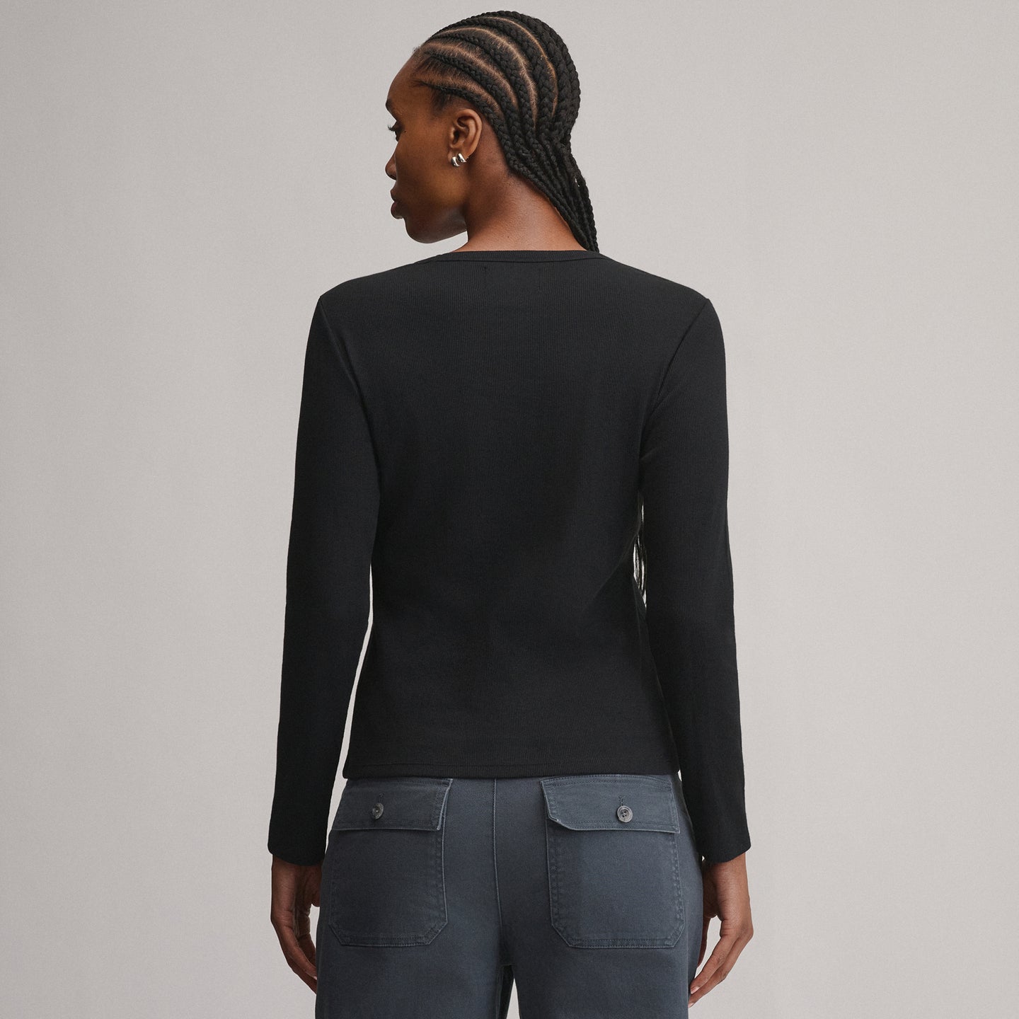 Women's Softline Rib Long-Sleeve Crew-Black-6