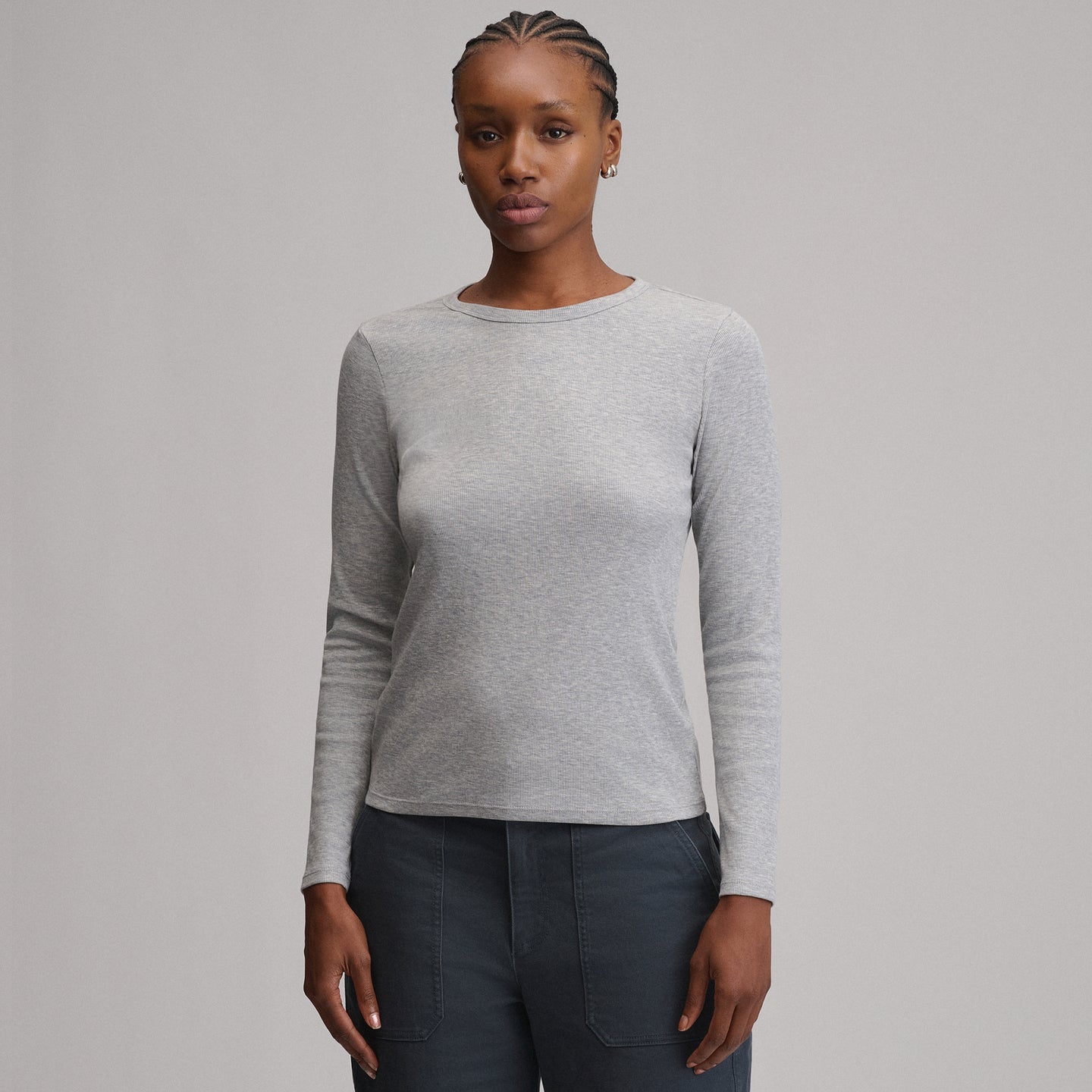 Women's Softline Rib Long-Sleeve Crew-Light Hthr Gray-13