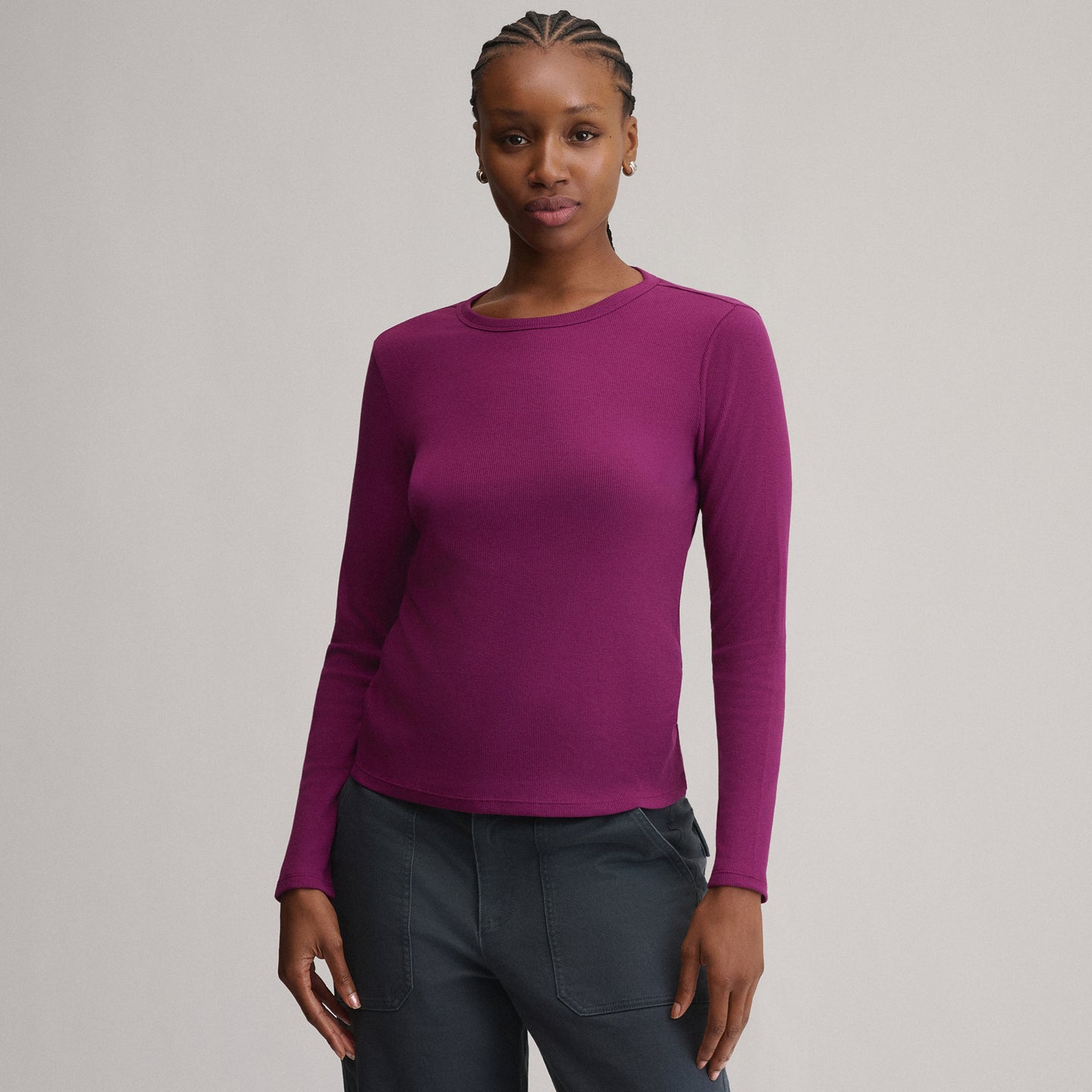 Women's Softline Rib Long-Sleeve Crew-Beet-21