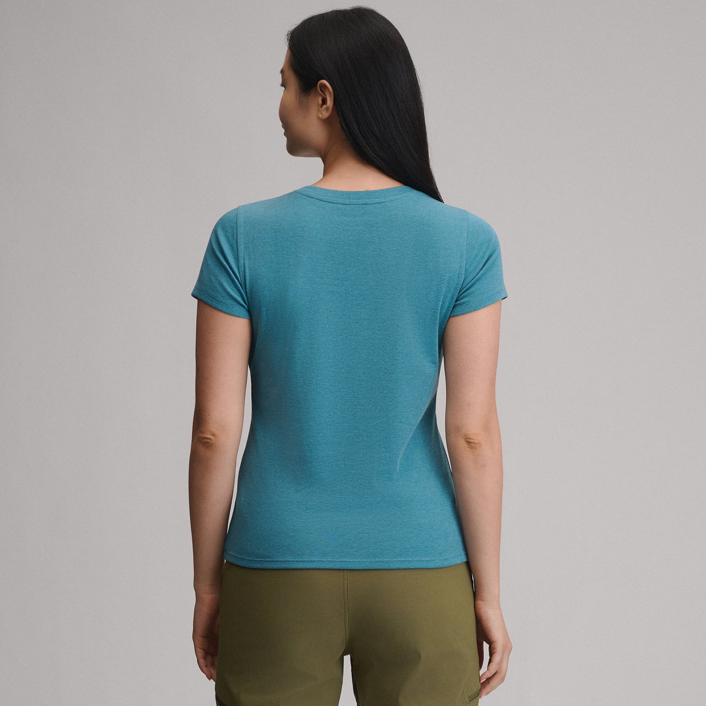 Women's Everyday Short-Sleeve V-Neck T-Shirt-Azure-2