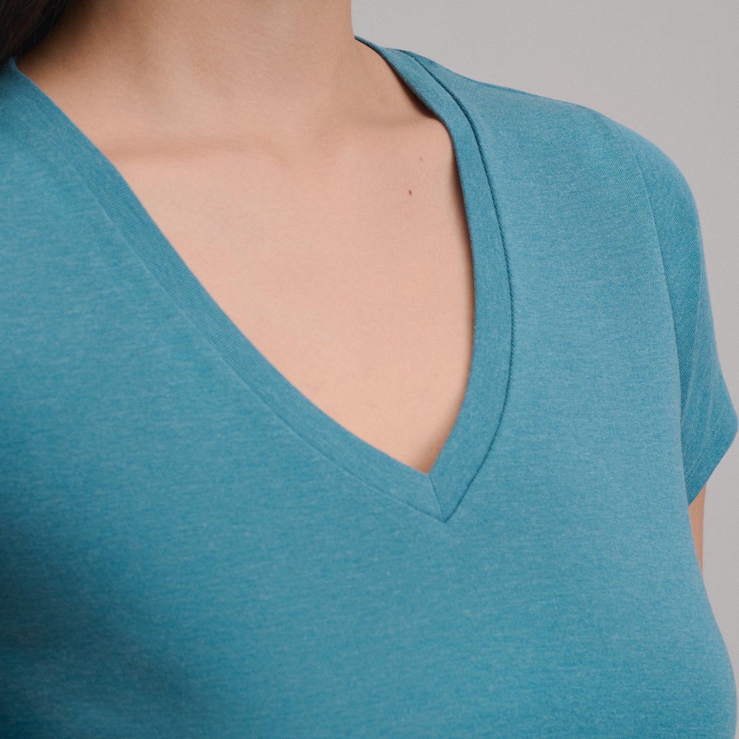 Women's Everyday Short-Sleeve V-Neck T-Shirt-Azure-3