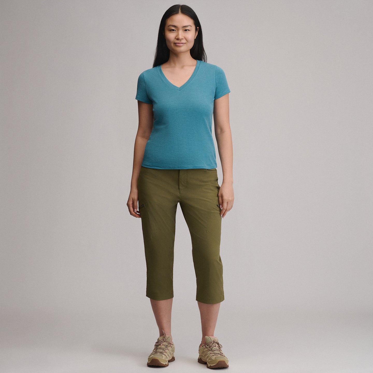 Women's Everyday Short-Sleeve V-Neck T-Shirt-Azure-4