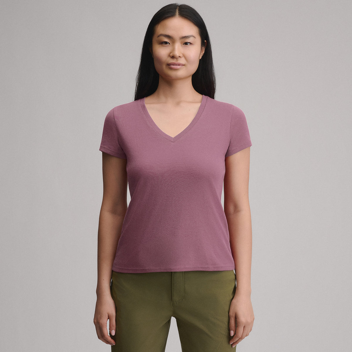 Women's Everyday Short-Sleeve V-Neck T-Shirt-Bubble Gum-1