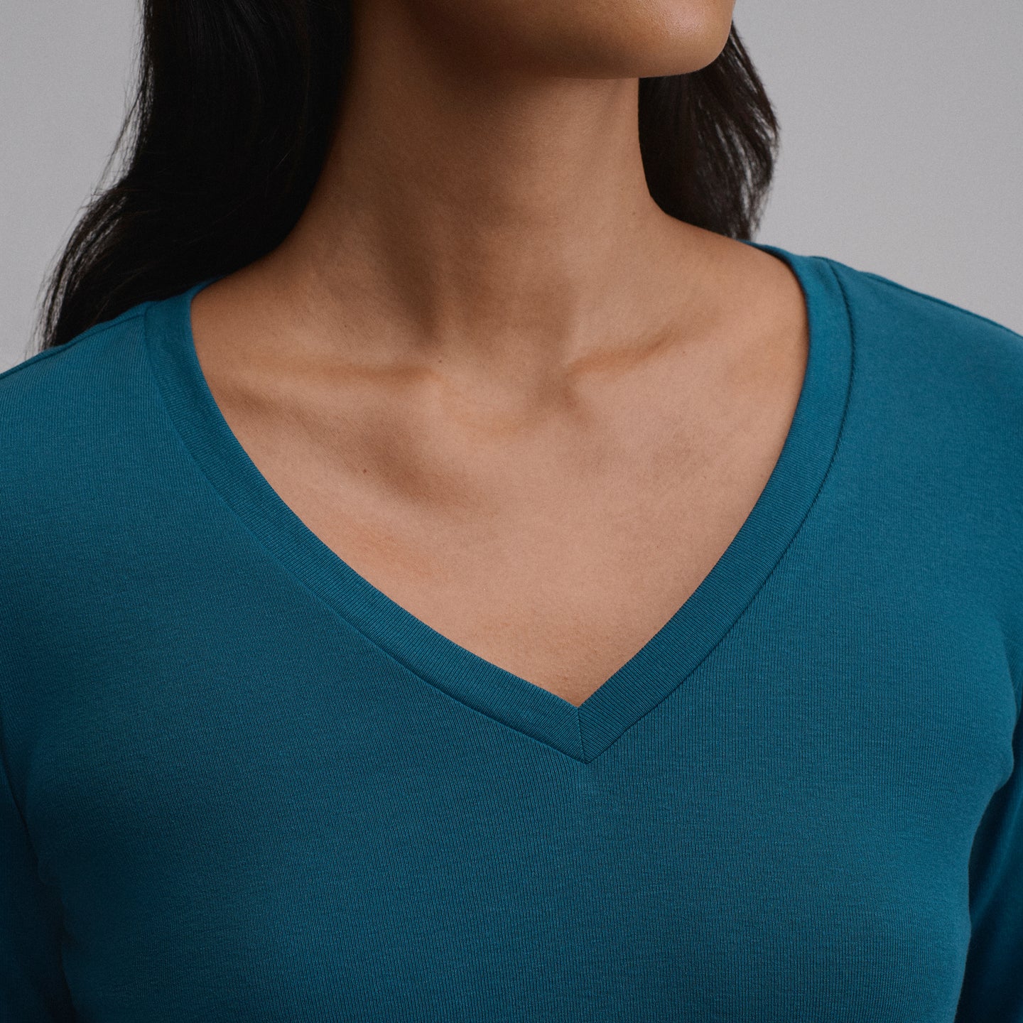 Women's Everyday Long-Sleeve V-Neck T-Shirt-Meridian Blue-25