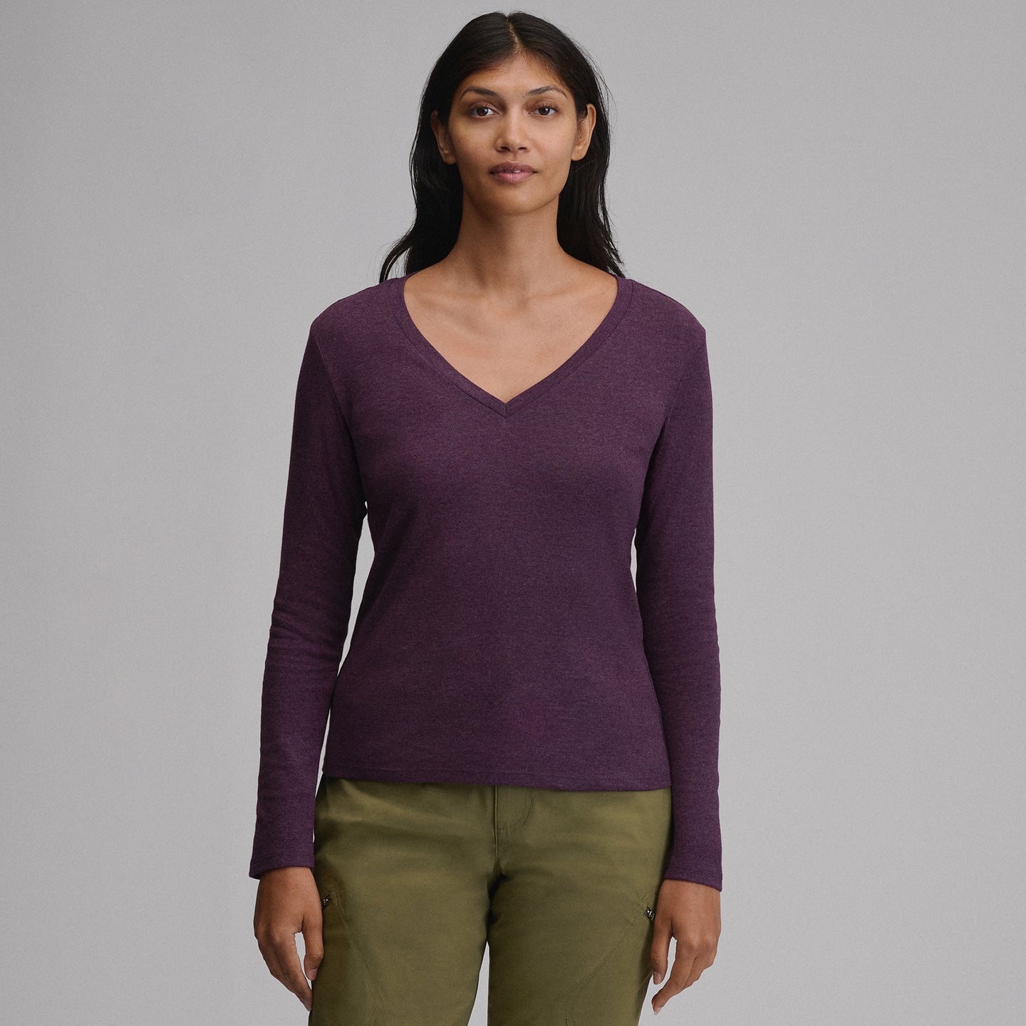 Women's Everyday Long-Sleeve V-Neck T-Shirt-Boysenberry-27