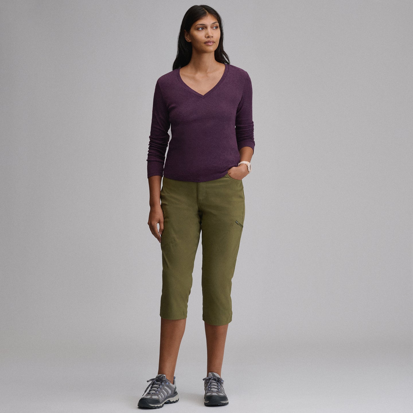 Women's Everyday Long-Sleeve V-Neck T-Shirt-Boysenberry-30