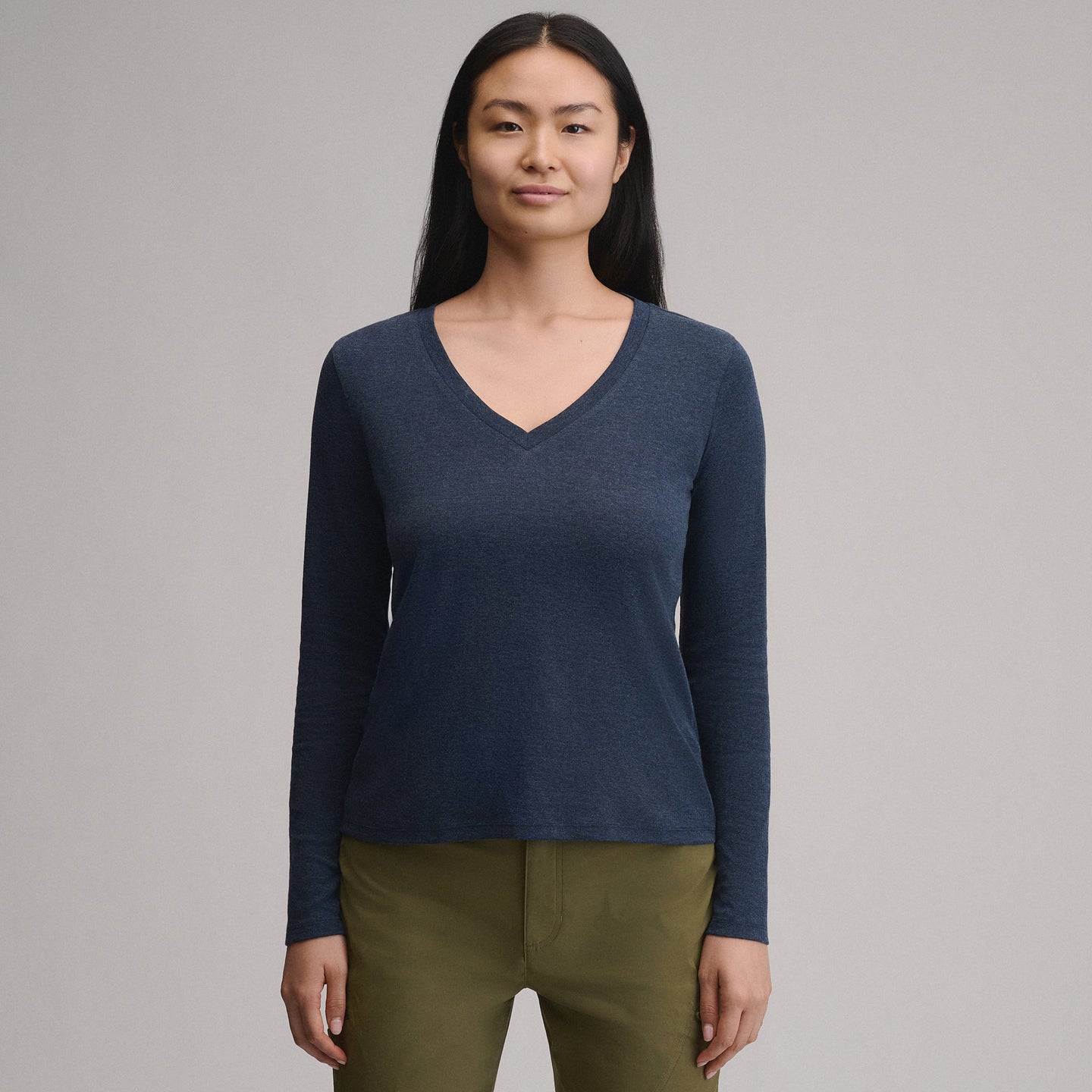 Women's Everyday Long-Sleeve V-Neck T-Shirt-Brook-1
