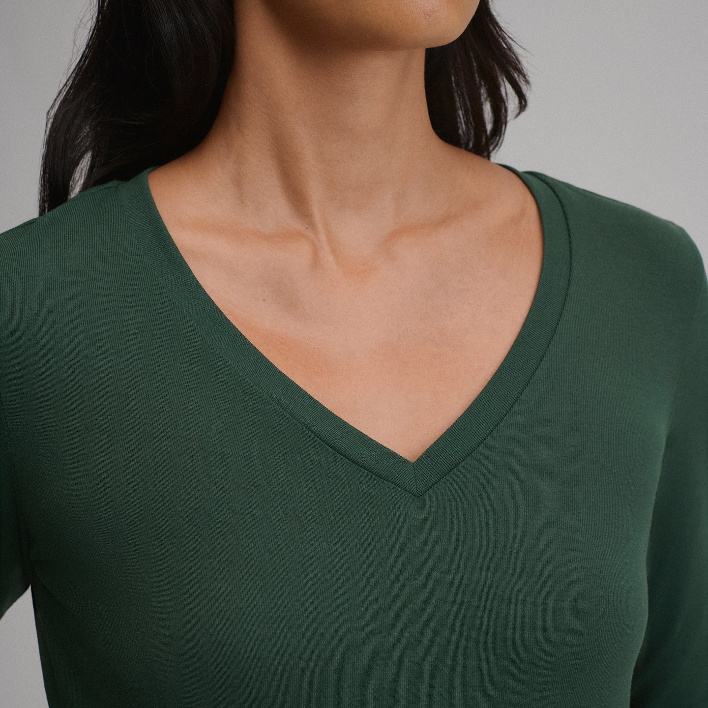 Women's Everyday Long-Sleeve V-Neck T-Shirt-Dark Mint-33