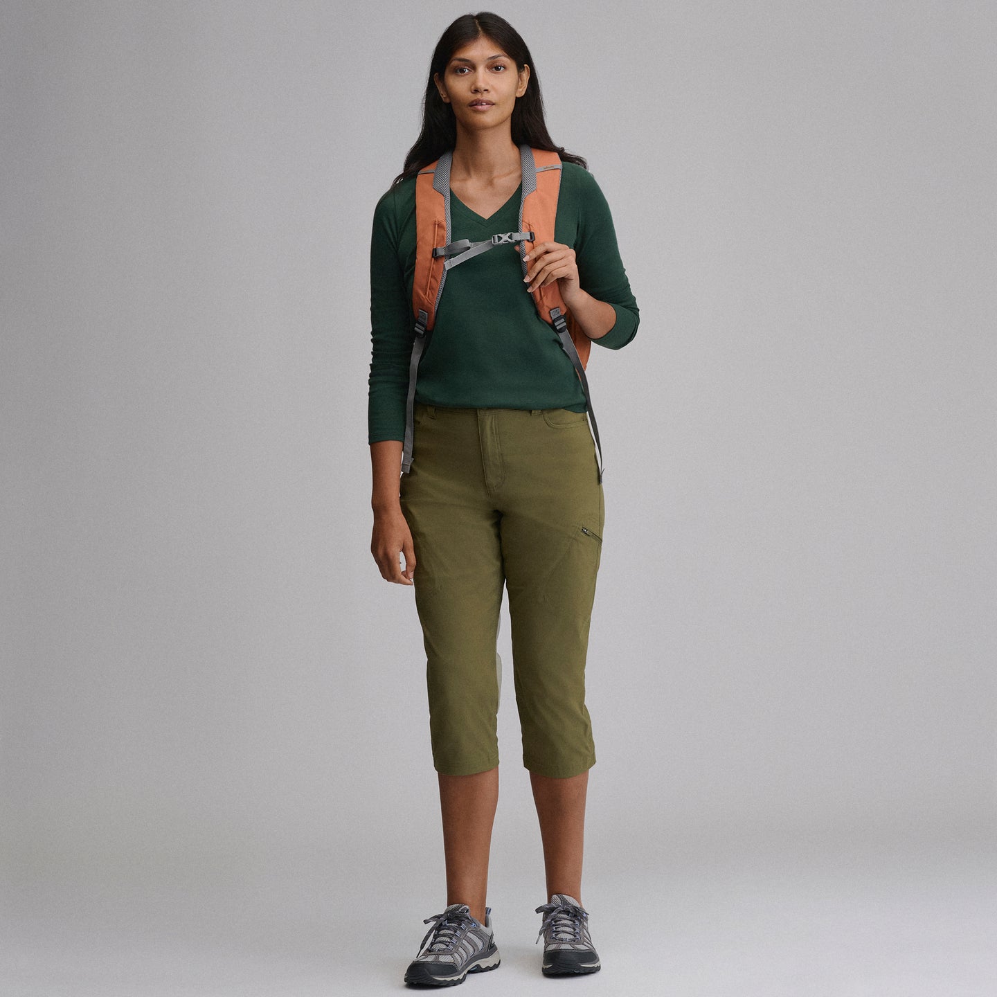Women's Everyday Long-Sleeve V-Neck T-Shirt-Dark Mint-34