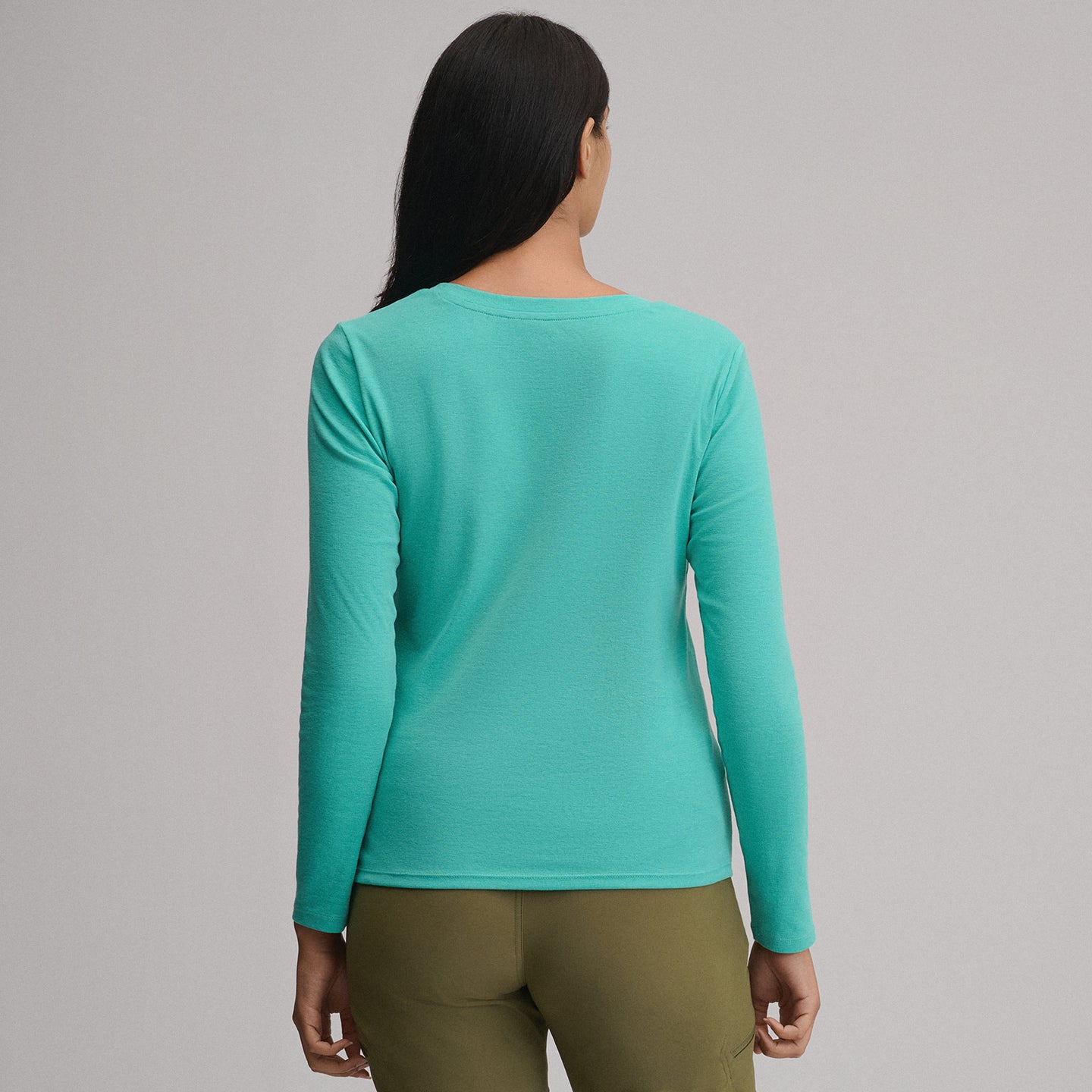 Women's Everyday Long-Sleeve V-Neck T-Shirt-Winter Green-36