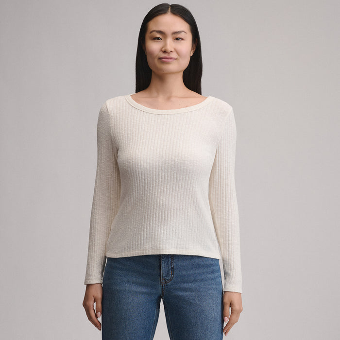 Women's Long-Sleeve Hacci Ribbed Top