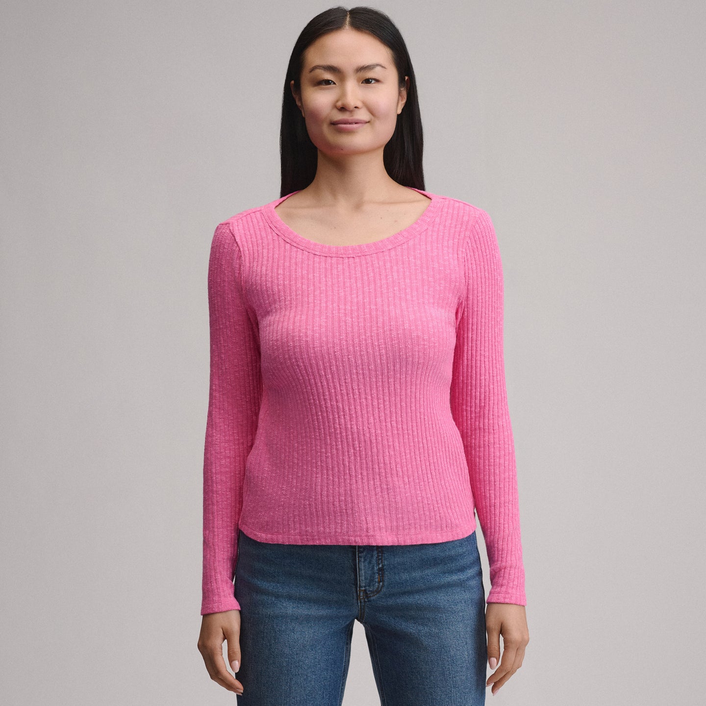 Women's Long-Sleeve Hacci Ribbed Top-Petunia-9
