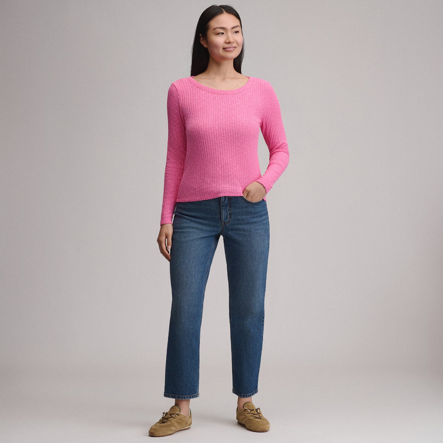Women's Long-Sleeve Hacci Ribbed Top-Petunia-12